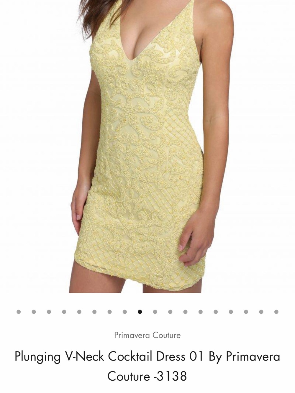 Primavera Couture Lemon Yellow Plunging V-Neck Mini Homecoming Dress Size 0/2